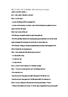 Đề cương ôn tập học kì I môn Lịch sử lớp 6